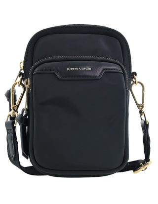 Crossbody Bag Black / Nylon/Vegan Leather PC 4112 BLK Piere Cardin Ladies Iconic Nylon Crossbody Bag in Black