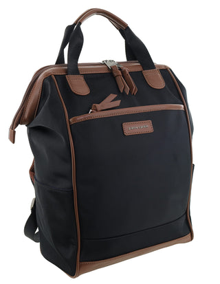 Backpack Black / Nylon/Vegan Leather PC 4107 BLACK Pierre Cardin 2-Tone Lite Backpack in Black