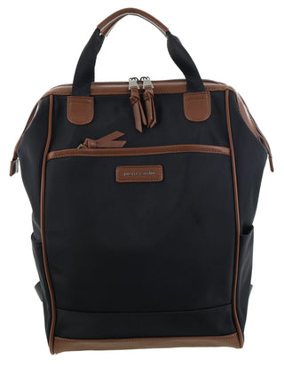 Backpack Black / Nylon/Vegan Leather PC 4107 BLACK Pierre Cardin 2-Tone Lite Backpack in Black