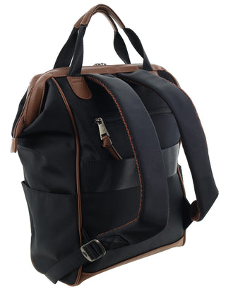 Backpack Black / Nylon/Vegan Leather PC 4107 BLACK Pierre Cardin 2-Tone Lite Backpack in Black
