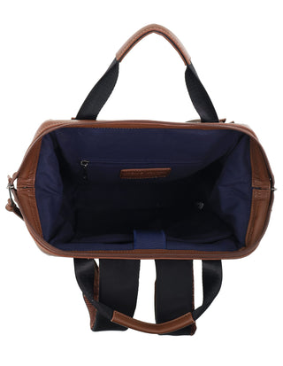 Backpack Black / Nylon/Vegan Leather PC 4107 BLACK Pierre Cardin 2-Tone Lite Backpack in Black