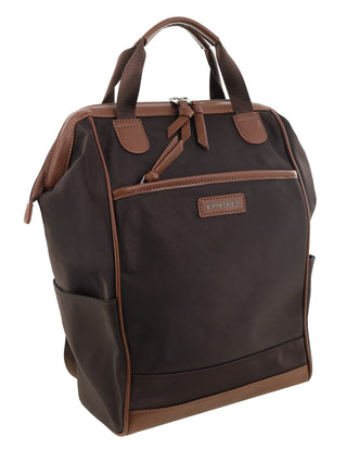 Backpack Chocolate / Nylon/Vegan Leather PC 4107 CHOC Pierre Cardin 2-Tone Lite Backpack in Chocolate