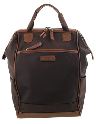 Backpack Chocolate / Nylon/Vegan Leather PC 4107 CHOC Pierre Cardin 2-Tone Lite Backpack in Chocolate