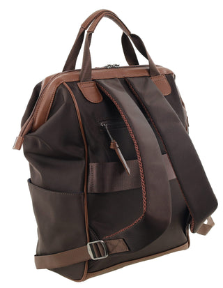 Backpack Chocolate / Nylon/Vegan Leather PC 4107 CHOC Pierre Cardin 2-Tone Lite Backpack in Chocolate