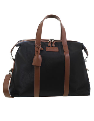 Overnight Bag Black / Nylon/Vegan Leather PC 4110 BLACK Pierre Cardin 2-Tone Lite Duffle Carry On in Black