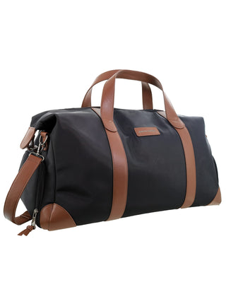 Overnight Bag Black / Nylon/Vegan Leather PC 4111 BLACK Pierre Cardin 2-Tone Lite Overnight Bag in Black