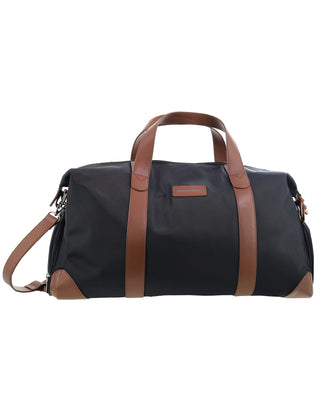 Overnight Bag Black / Nylon/Vegan Leather PC 4111 BLACK Pierre Cardin 2-Tone Lite Overnight Bag in Black