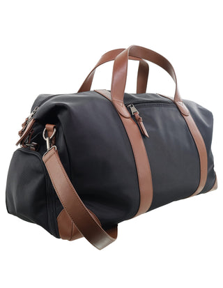 Overnight Bag Black / Nylon/Vegan Leather PC 4111 BLACK Pierre Cardin 2-Tone Lite Overnight Bag in Black