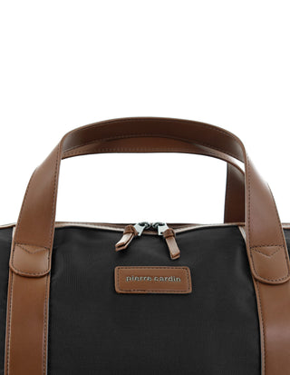 Overnight Bag Black / Nylon/Vegan Leather PC 4111 BLACK Pierre Cardin 2-Tone Lite Overnight Bag in Black