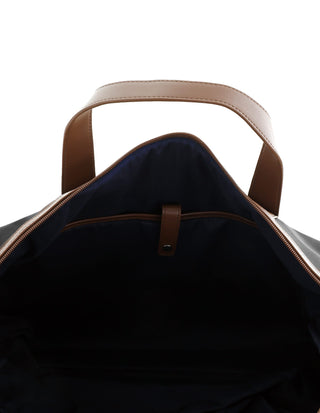 Overnight Bag Black / Nylon/Vegan Leather PC 4111 BLACK Pierre Cardin 2-Tone Lite Overnight Bag in Black