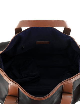 Overnight Bag Black / Nylon/Vegan Leather PC 4111 BLACK Pierre Cardin 2-Tone Lite Overnight Bag in Black