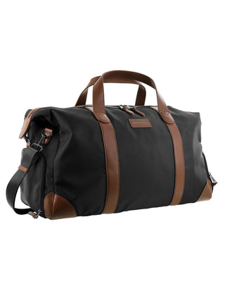 Overnight Bag Black / Nylon/Vegan Leather PC 4111 BLACK Pierre Cardin 2-Tone Lite Overnight Bag in Black