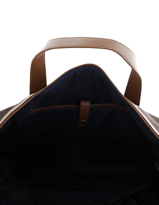 Overnight Bag Chocolate / Nylon/Vegan Leather PC 4111 CHO Pierre Cardin 2-Tone Lite Overnight Bag in Chocolate