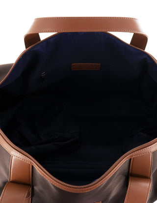 Overnight Bag Chocolate / Nylon/Vegan Leather PC 4111 CHO Pierre Cardin 2-Tone Lite Overnight Bag in Chocolate