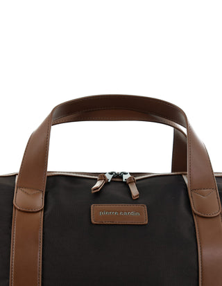 Overnight Bag Chocolate / Nylon/Vegan Leather PC 4111 CHO Pierre Cardin 2-Tone Lite Overnight Bag in Chocolate