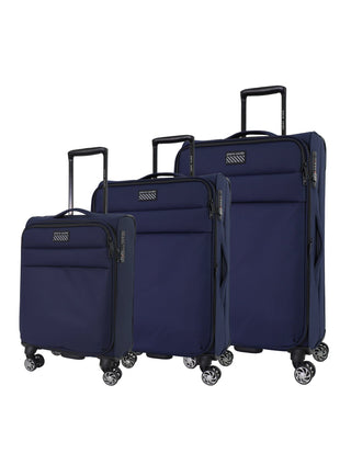 Soft Shell Luggage Navy / Soft Luggage PC 4030 NAVY Pierre Cardin 3-Piece Set Soft Water-Repellant Suitcase in Navy