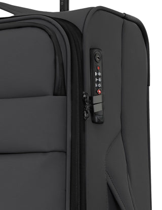 Soft Shell Luggage Charcoal / Check-In (Large) / Soft Luggage PC 4030L CHRC Pierre Cardin 79cm Soft Water-Repellant LARGE Suitcase Spinner in Charcoal