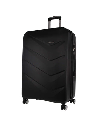 Hard Shell Luggage PC 3249LC BLACK+PC3761 Pierre Cardin Black Hard Shell LARGE and CABIN Bundle 2-Piece Set + Assorted Luggage Tag