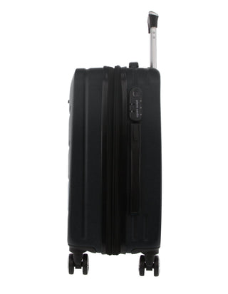 Hard Shell Luggage PC 3249LC BLACK+PC3761 Pierre Cardin Black Hard Shell LARGE and CABIN Bundle 2-Piece Set + Assorted Luggage Tag