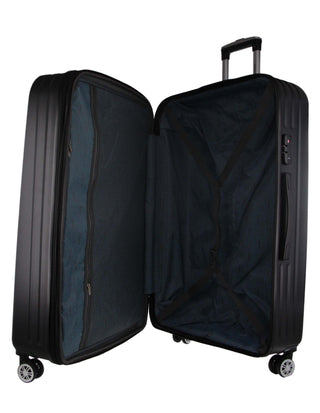 Hard Shell Luggage PC 3249LC BLACK+PC3761 Pierre Cardin Black Hard Shell LARGE and CABIN Bundle 2-Piece Set + Assorted Luggage Tag
