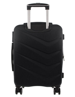 Hard Shell Luggage PC 3249LC BLACK+PC3761 Pierre Cardin Black Hard Shell LARGE and CABIN Bundle 2-Piece Set + Assorted Luggage Tag