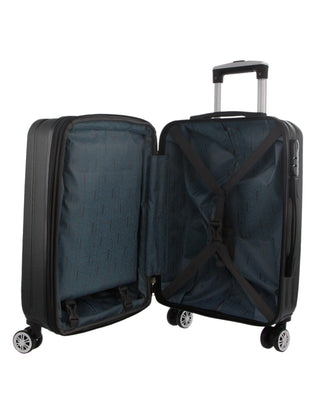 Hard Shell Luggage PC 3249LC BLACK+PC3761 Pierre Cardin Black Hard Shell LARGE and CABIN Bundle 2-Piece Set + Assorted Luggage Tag