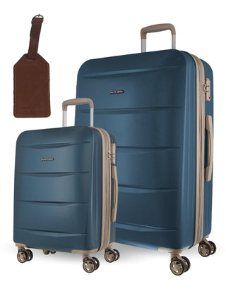 Luggage & Bags PC 3551LC BLUE+PC3761 Pierre Cardin Blue Hard LARGE and CABIN Bundle 2-Piece Set + Assorted Luggage Tag