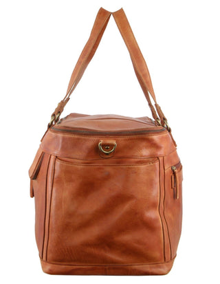 Overnight Bag Cognac / Leather PC 3342 COGN Pierre Cardin Burnished Leather Multi-Compartment Overnight Bag in Cognac