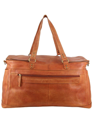 Overnight Bag Cognac / Leather PC 3342 COGN Pierre Cardin Burnished Leather Multi-Compartment Overnight Bag in Cognac