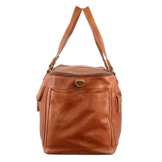 Overnight Bag Cognac / Leather PC 3342 COGN Pierre Cardin Burnished Leather Multi-Compartment Overnight Bag in Cognac