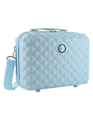 Hard Shell Luggage PC 3938CB BLUE+PC3761 Pierre Cardin CABIN Blue Hard Shell Luggage with Mini Beauty Case Set + Assorted Leather Tag
