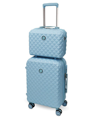 Hard Shell Luggage PC 3938CB BLUE Pierre Cardin CABIN Blue Hard Shell Luggage with Mini Beauty Case Set