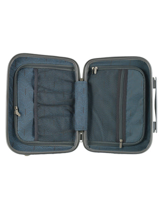 Hard Shell Luggage PC 3938CB GREY+PC3761 Pierre Cardin CABIN Grey Hard Shell Luggage with Mini Beauty Case Set + Assorted Leather Tag