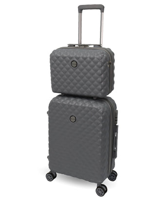 Hard Shell Luggage PC 3938CB GREY Pierre Cardin CABIN Grey Hard Shell Luggage with Mini Beauty Case Set