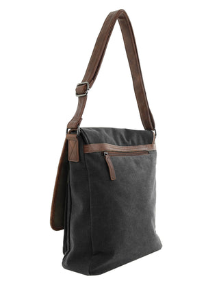 Crossbody Bag Black / Canvas/Vegan Leather PC 4099 BLACK Pierre Cardin Canvas Buckle Satchel in Black