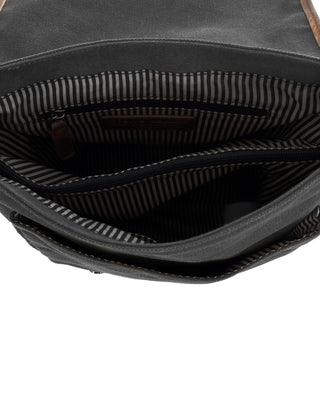 Crossbody Bag Black / Canvas/Vegan Leather PC 4099 BLACK Pierre Cardin Canvas Buckle Satchel in Black