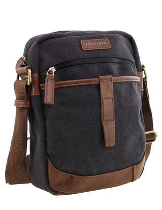 Crossbody Bag Black / Canvas/Vegan Leather PC 4134 BLACK Pierre Cardin Canvas Crossbody Bag in Black