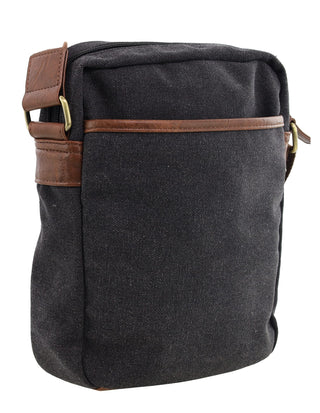 Crossbody Bag Black / Canvas/Vegan Leather PC 4134 BLACK Pierre Cardin Canvas Crossbody Bag in Black