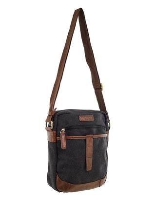 Crossbody Bag Black / Canvas/Vegan Leather PC 4134 BLACK Pierre Cardin Canvas Crossbody Bag in Black