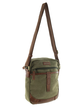 Crossbody Bag Brown / Canvas/Vegan Leather PC 4134 BROWN Pierre Cardin Canvas Crossbody Bag in Brown
