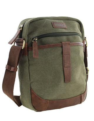 Crossbody Bag Brown / Canvas/Vegan Leather PC 4134 BROWN Pierre Cardin Canvas Crossbody Bag in Brown
