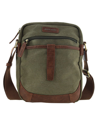 Crossbody Bag Brown / Canvas/Vegan Leather PC 4134 BROWN Pierre Cardin Canvas Crossbody Bag in Brown