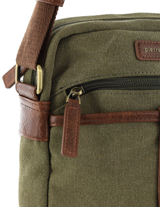 Crossbody Bag Brown / Canvas/Vegan Leather PC 4134 BROWN Pierre Cardin Canvas Crossbody Bag in Brown