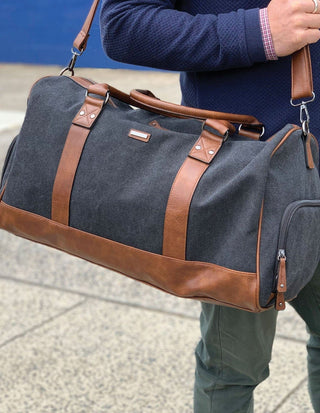 Duffel Bag Black / Canvas PC 2581 BLK Pierre Cardin Canvas Overnight Duffel Bag in Black