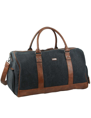 Duffel Bag Black / Canvas PC 2581 BLK Pierre Cardin Canvas Overnight Duffel Bag in Black
