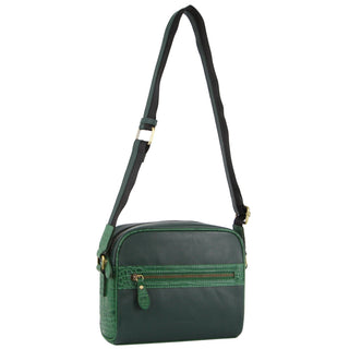 Crossbody bag Green PC 3491 GRN Pierre Cardin Croc-Embossed Leather Cross-Body Bag in Green