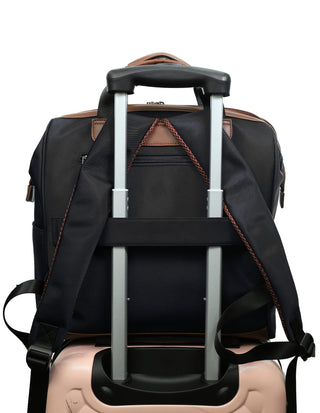Backpack Black / Nylon/Vegan Leather PC 4106 BLACK Pierre Cardin Euro Backpack Carry On in Black