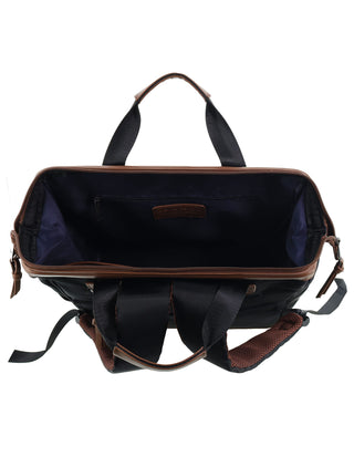 Backpack Black / Nylon/Vegan Leather PC 4106 BLACK Pierre Cardin Euro Backpack Carry On in Black