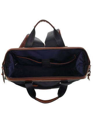 Backpack Black / Nylon/Vegan Leather PC 4106 BLACK Pierre Cardin Euro Backpack Carry On in Black