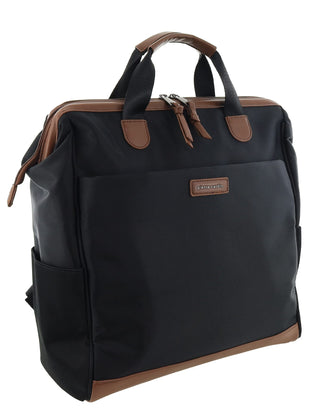 Backpack Black / Nylon/Vegan Leather PC 4106 BLACK Pierre Cardin Euro Backpack Carry On in Black